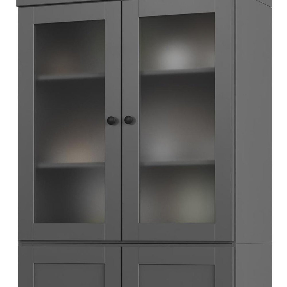 72" Gray Solid Wood Four Door Two Drawer Pantry Or Storage Closet — view 4