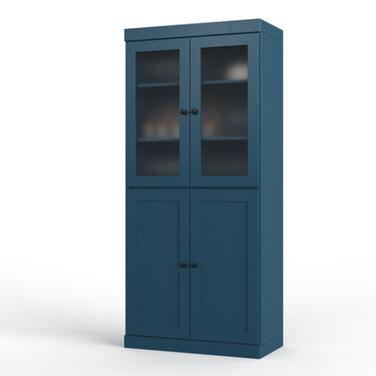 72" Teal Blue Solid Wood Four Door Two Drawer Pantry Or Storage Closet HomeRoots