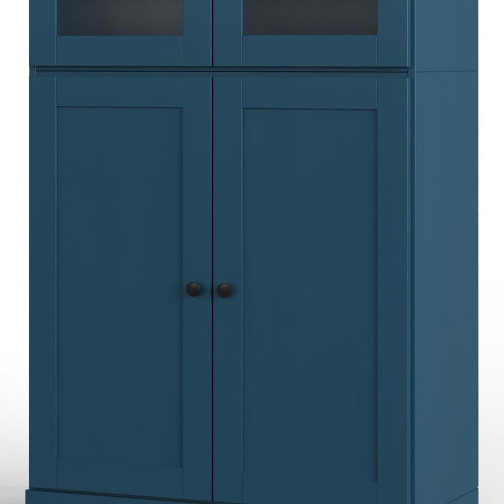 72" Teal Blue Solid Wood Four Door Two Drawer Pantry Or Storage Closet HomeRoots