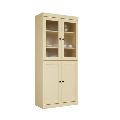 72" Yellow Solid Wood Four Door Two Drawer Pantry Or Storage Closet