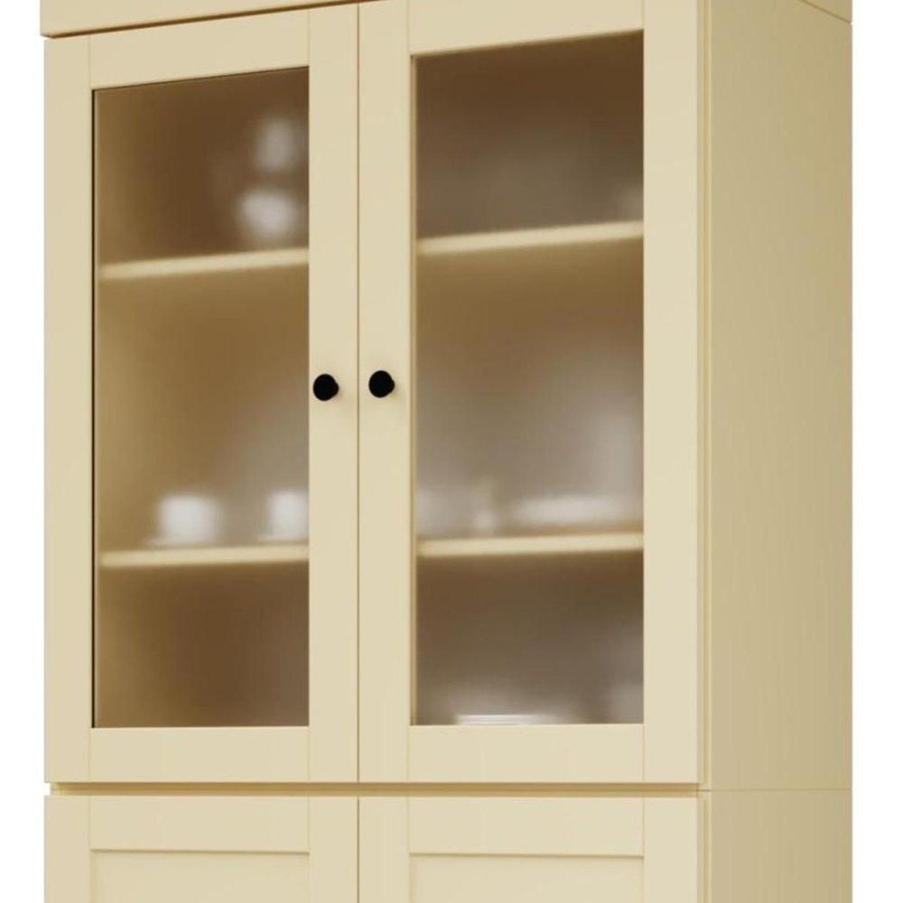72" Yellow Solid Wood Four Door Two Drawer Pantry Or Storage Closet HomeRoots