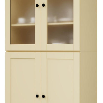 72" Yellow Solid Wood Four Door Two Drawer Pantry Or Storage Closet HomeRoots