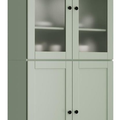 72" Sage Solid Wood Four Door Two Drawer Pantry Or Storage Closet HomeRoots