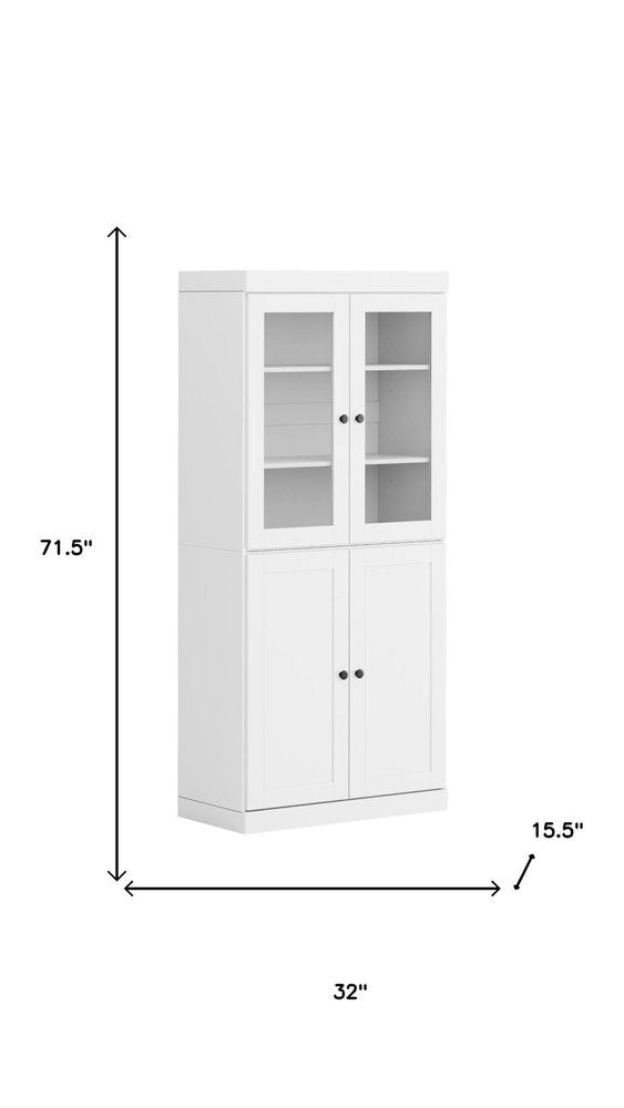 72" White Solid Wood Four Door Pantry Or Storage Closet — view 3