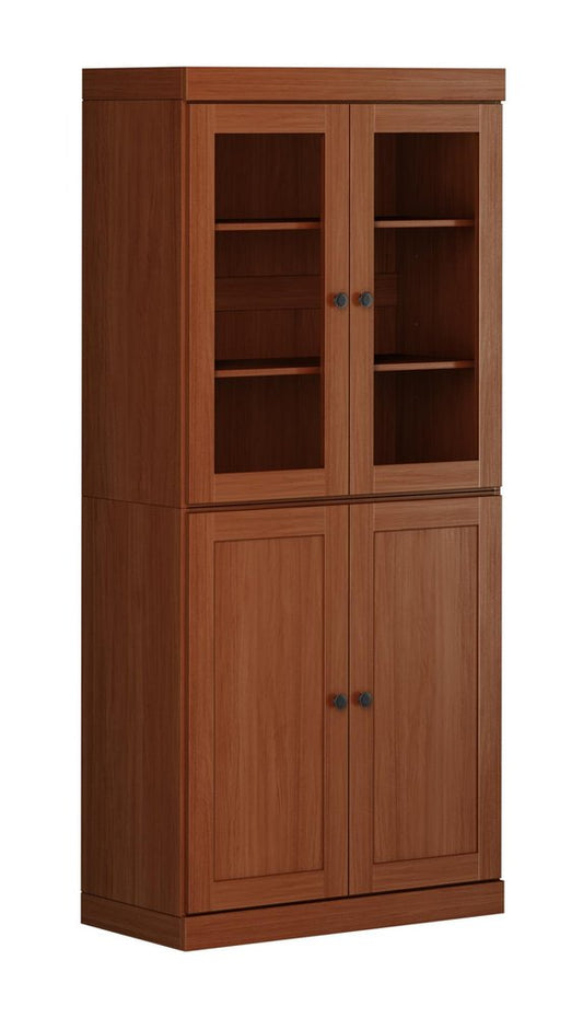 72" Coffee Solid Wood Four Door Pantry Or Storage Closet HomeRoots