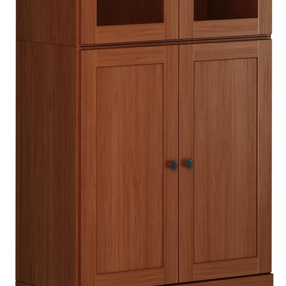 72" Coffee Solid Wood Four Door Pantry Or Storage Closet HomeRoots