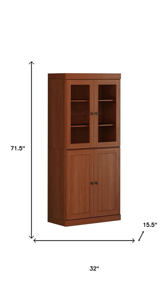 72" Coffee Solid Wood Four Door Pantry Or Storage Closet — view 4