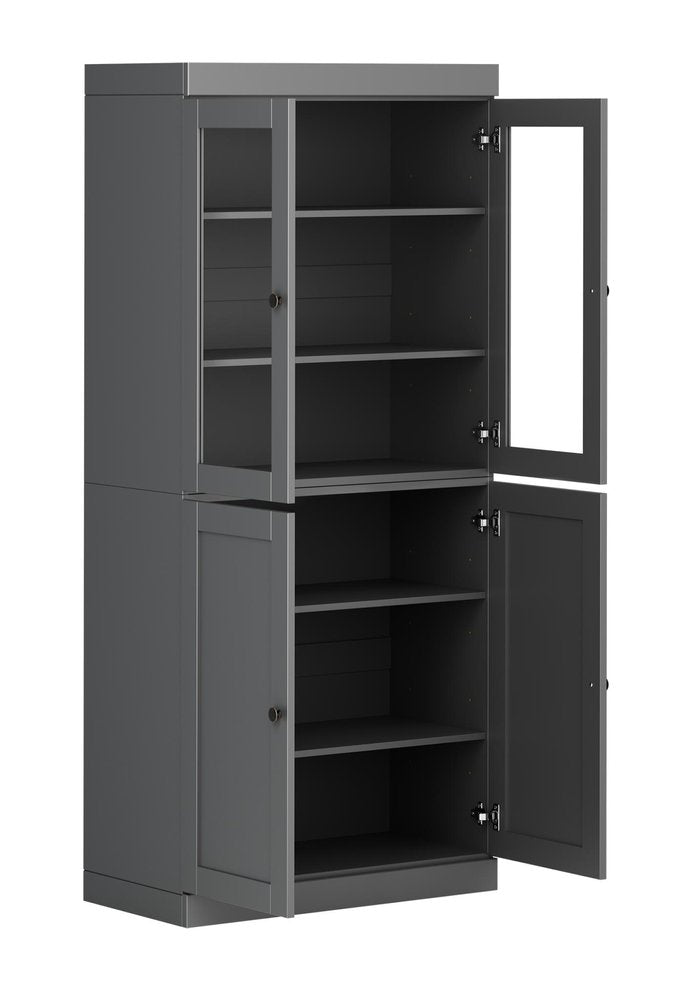 72" Gray Solid Wood Four Door Pantry Or Storage Closet HomeRoots