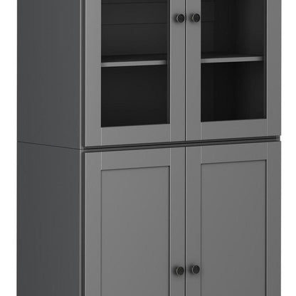 72" Gray Solid Wood Four Door Pantry Or Storage Closet HomeRoots