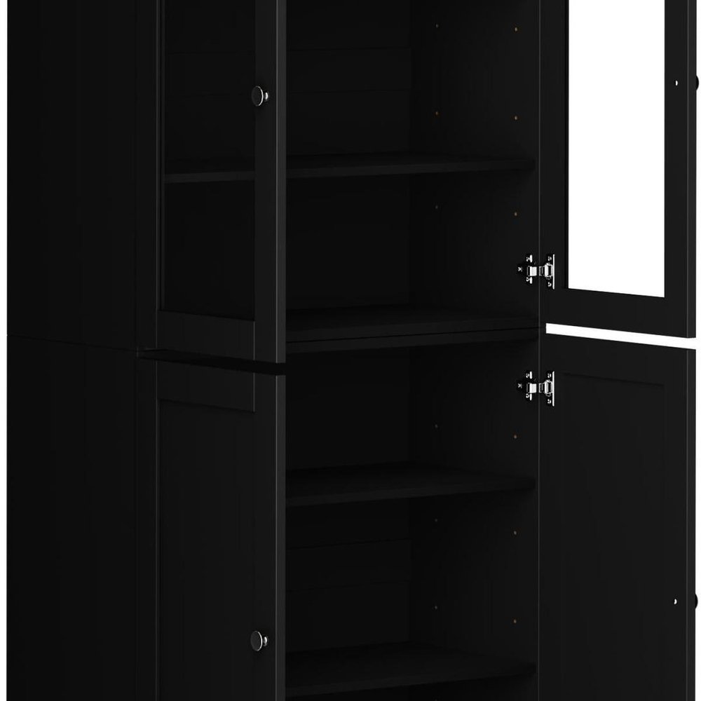 72" Black Solid Wood Four Door Pantry Or Storage Closet — view 6