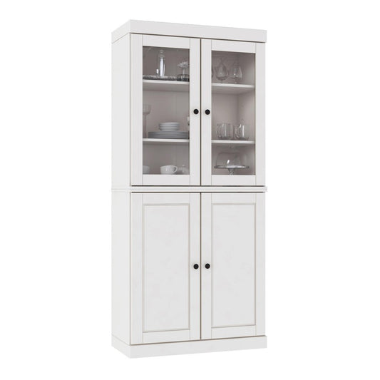 72" White Solid Wood Four Door Pantry Or Storage Closet HomeRoots