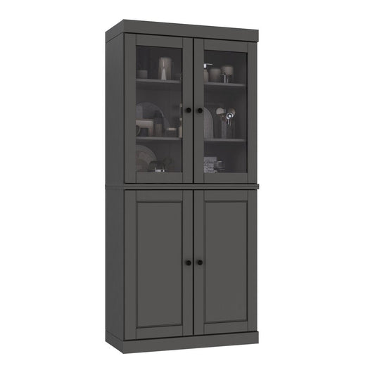 72" Gray Solid Wood Four Door Pantry Or Storage Closet HomeRoots