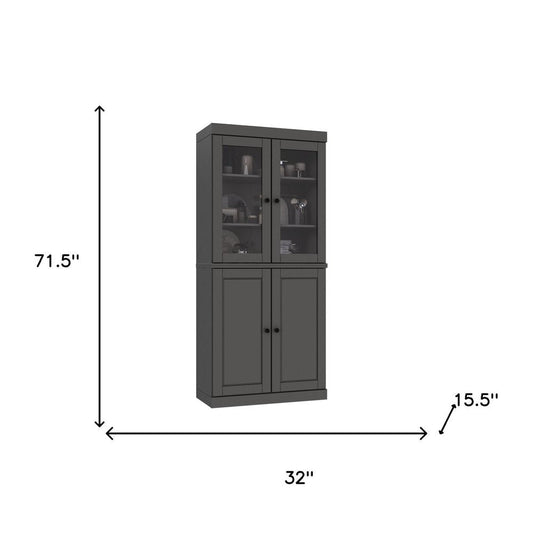 72" Gray Solid Wood Four Door Pantry Or Storage Closet HomeRoots