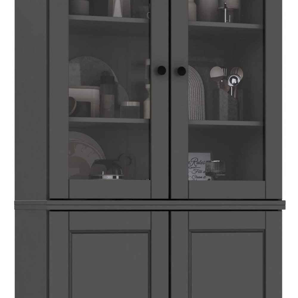 72" Gray Solid Wood Four Door Pantry Or Storage Closet — view 3