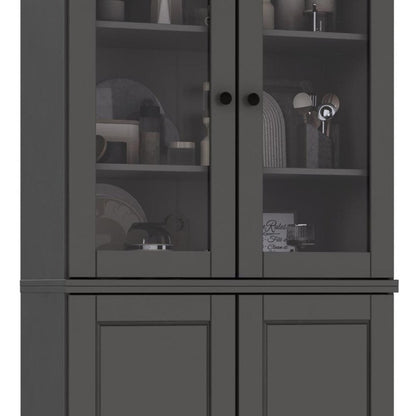 72" Gray Solid Wood Four Door Pantry Or Storage Closet HomeRoots