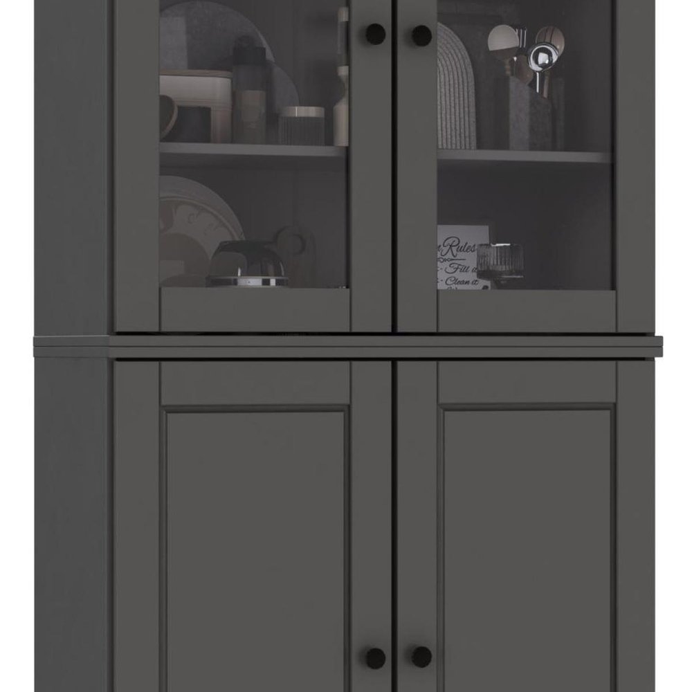 72" Gray Solid Wood Four Door Pantry Or Storage Closet HomeRoots