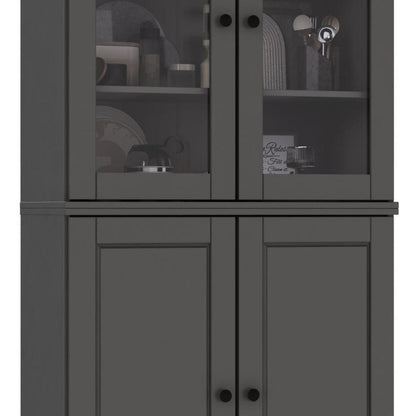 72" Gray Solid Wood Four Door Pantry Or Storage Closet HomeRoots