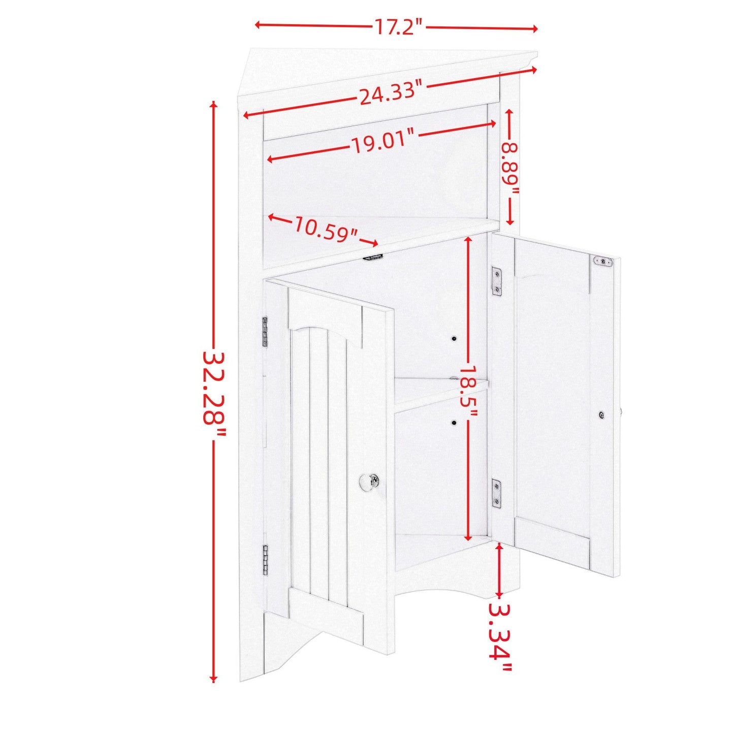 sideboard cabinet corner cabinet Bathroom Floor Corner Cabinet with Doors and Shelves Kitchen - FurniFindUSA