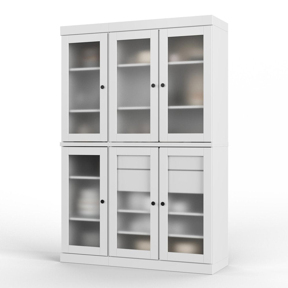 72" White Solid Wood Six Door Two Drawer Pantry Or Storage Closet — view 1