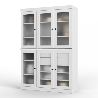 72" White Solid Wood Six Door Two Drawer Pantry Or Storage Closet HomeRoots