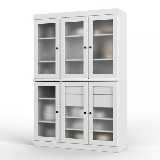 72" White Solid Wood Six Door Two Drawer Pantry Or Storage Closet HomeRoots