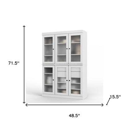 72" White Solid Wood Six Door Two Drawer Pantry Or Storage Closet HomeRoots