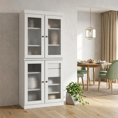 72" White Solid Wood Six Door Two Drawer Pantry Or Storage Closet HomeRoots