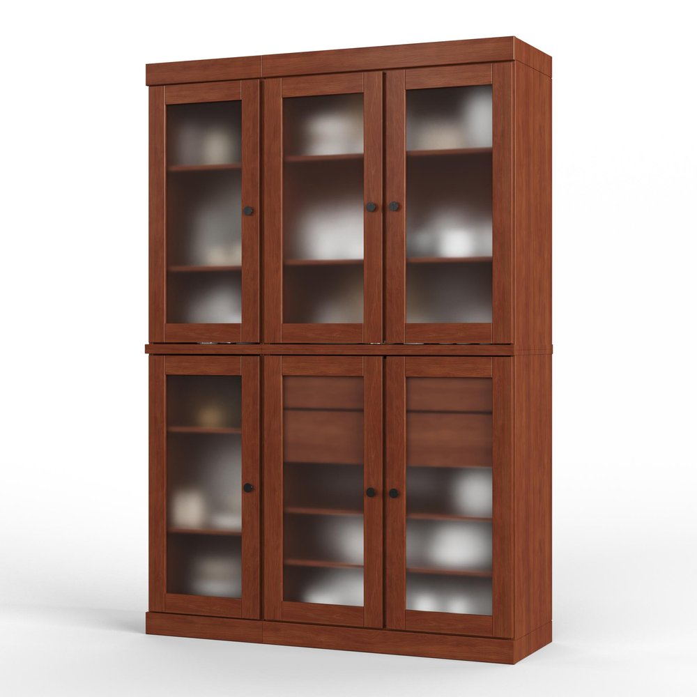 72" Coffee Solid Wood Six Door Two Drawer Pantry Or Storage Closet HomeRoots