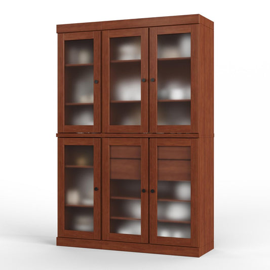 72" Coffee Solid Wood Six Door Two Drawer Pantry Or Storage Closet HomeRoots