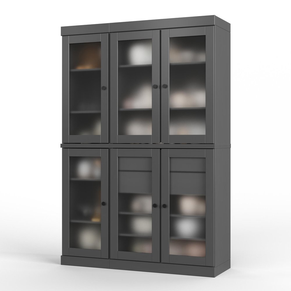 72" Gray Solid Wood Six Door Two Drawer Pantry Or Storage Closet HomeRoots