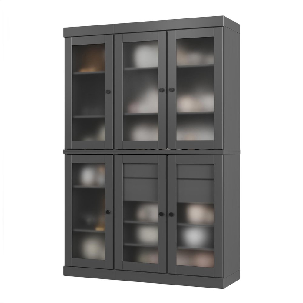 72" Gray Solid Wood Six Door Two Drawer Pantry Or Storage Closet — view 2