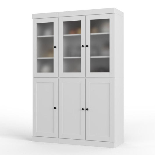 72" White Solid Wood Six Door Two Drawer Pantry Or Storage Closet HomeRoots