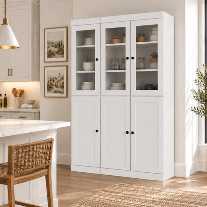 72" White Solid Wood Six Door Two Drawer Pantry Or Storage Closet HomeRoots