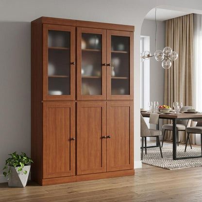 72" Coffee Solid Wood Six Door Two Drawer Pantry Or Storage Closet HomeRoots