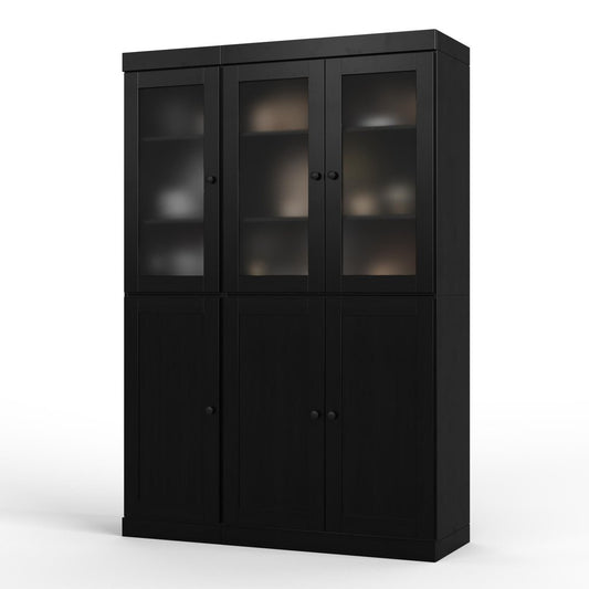 72" Black Solid Wood Six Door Two Drawer Pantry Or Storage Closet HomeRoots
