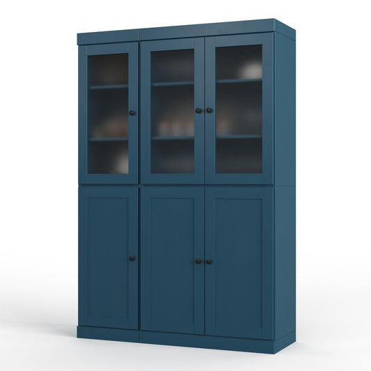 72" Teal Blue Solid Wood Six Door Two Drawer Pantry Or Storage Closet HomeRoots