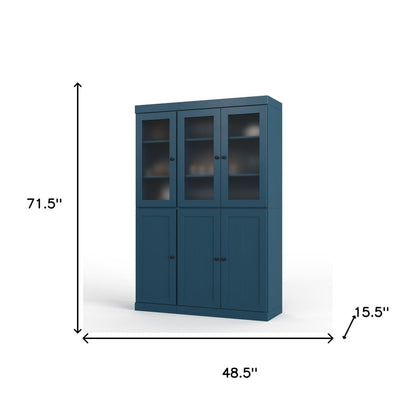72" Teal Blue Solid Wood Six Door Two Drawer Pantry Or Storage Closet HomeRoots