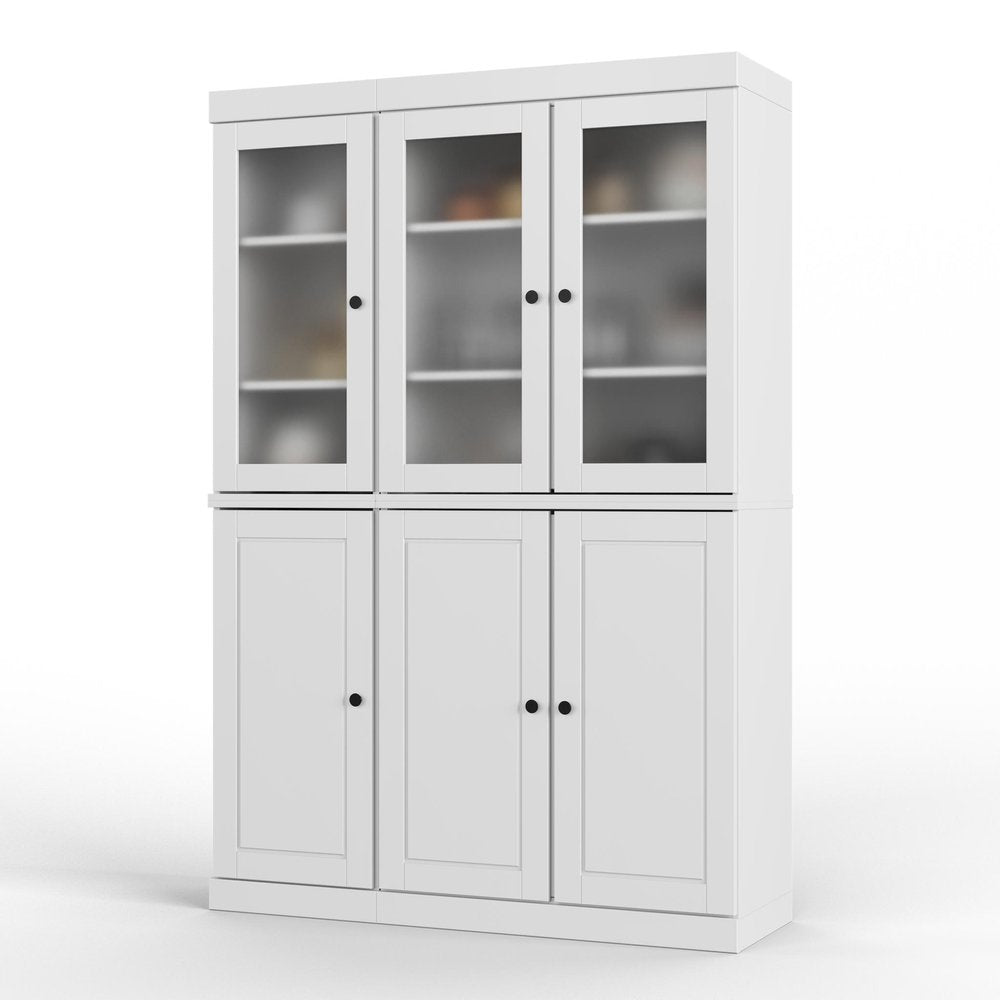 72" White Solid Wood Six Door Two Drawer Pantry Or Storage Closet — view 1