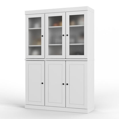 72" White Solid Wood Six Door Two Drawer Pantry Or Storage Closet HomeRoots
