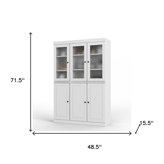 72" White Solid Wood Six Door Two Drawer Pantry Or Storage Closet HomeRoots