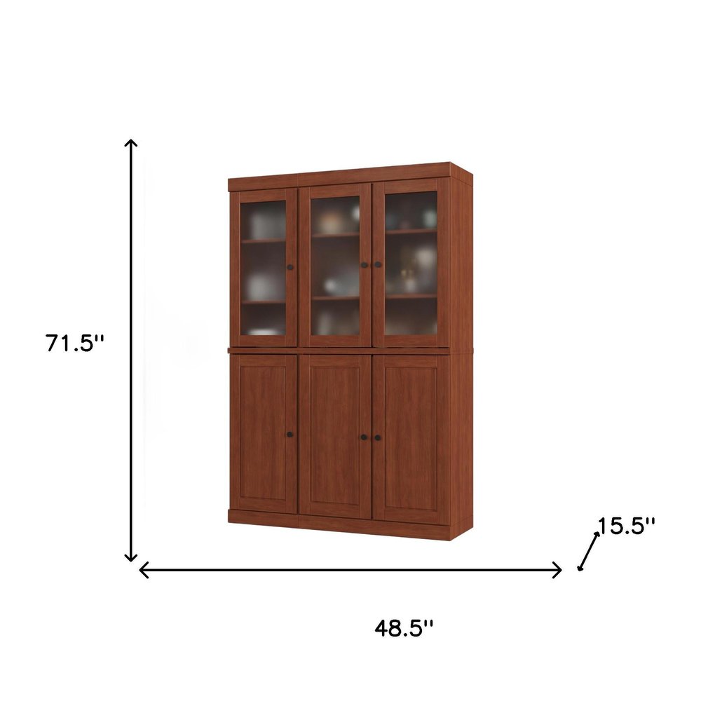 72" Coffee Solid Wood Six Door Two Drawer Pantry Or Storage Closet — view 3