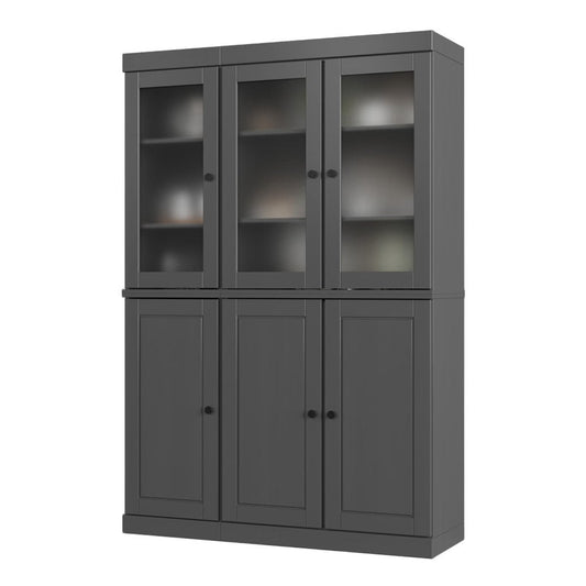 72" Gray Solid Wood Six Door Two Drawer Pantry Or Storage Closet HomeRoots