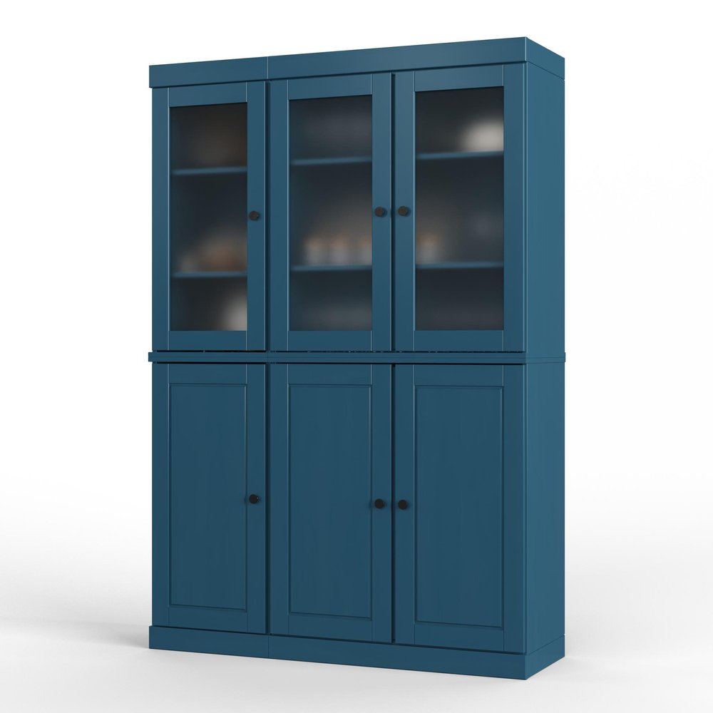 72" Teal Blue Solid Wood Six Door Two Drawer Pantry Or Storage Closet HomeRoots