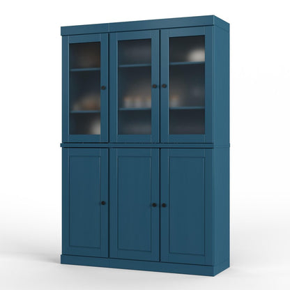 72" Teal Blue Solid Wood Six Door Two Drawer Pantry Or Storage Closet HomeRoots