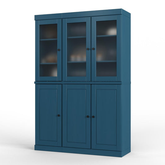 72" Teal Blue Solid Wood Six Door Two Drawer Pantry Or Storage Closet HomeRoots