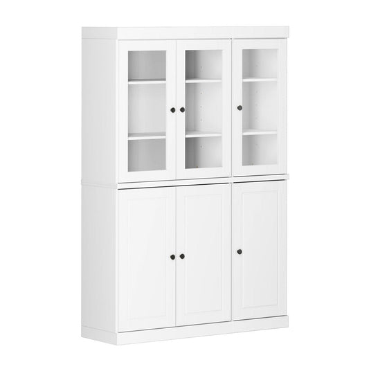 72" White Solid Wood Six Door Two Drawer Pantry Or Storage Closet HomeRoots