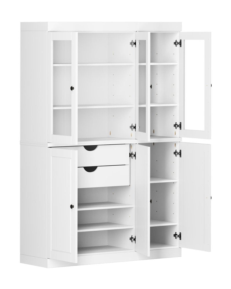 72" White Solid Wood Six Door Two Drawer Pantry Or Storage Closet HomeRoots