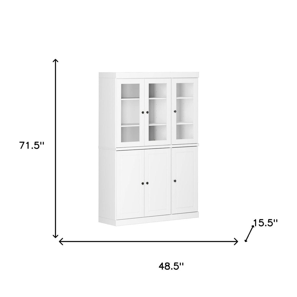 72" White Solid Wood Six Door Two Drawer Pantry Or Storage Closet — view 3