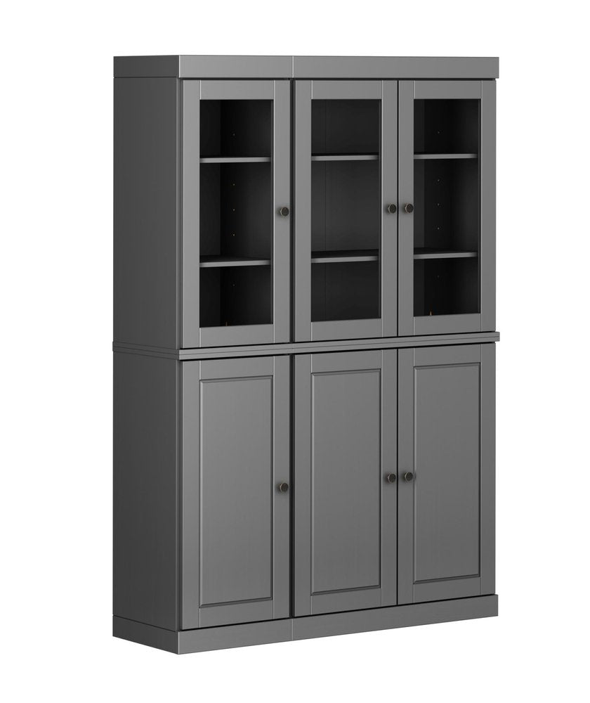 72" Gray Solid Wood Six Door Two Drawer Pantry Or Storage Closet — view 1