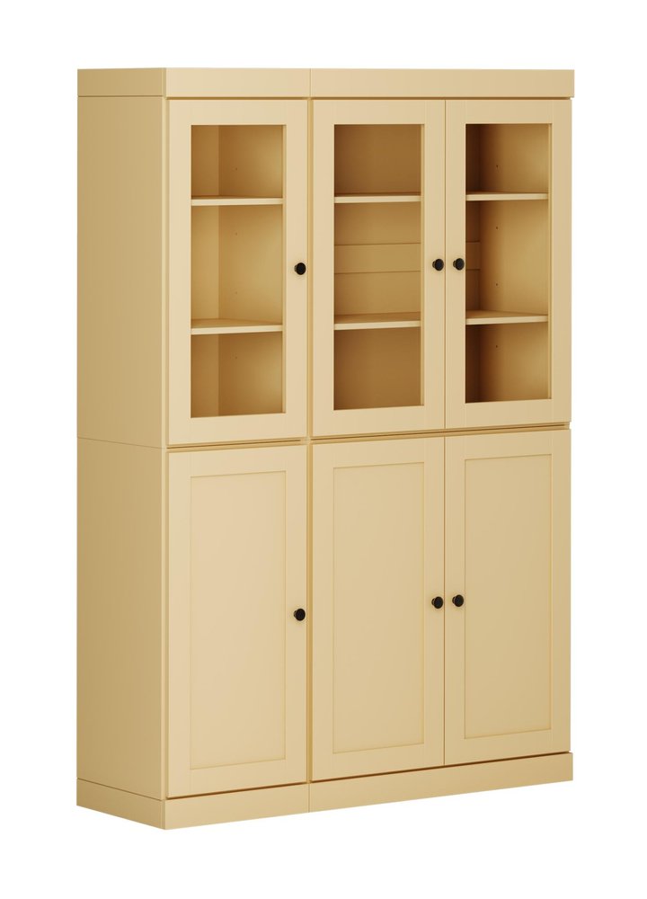 72" Yellow Solid Wood Six Door Two Drawer Pantry Or Storage Closet HomeRoots